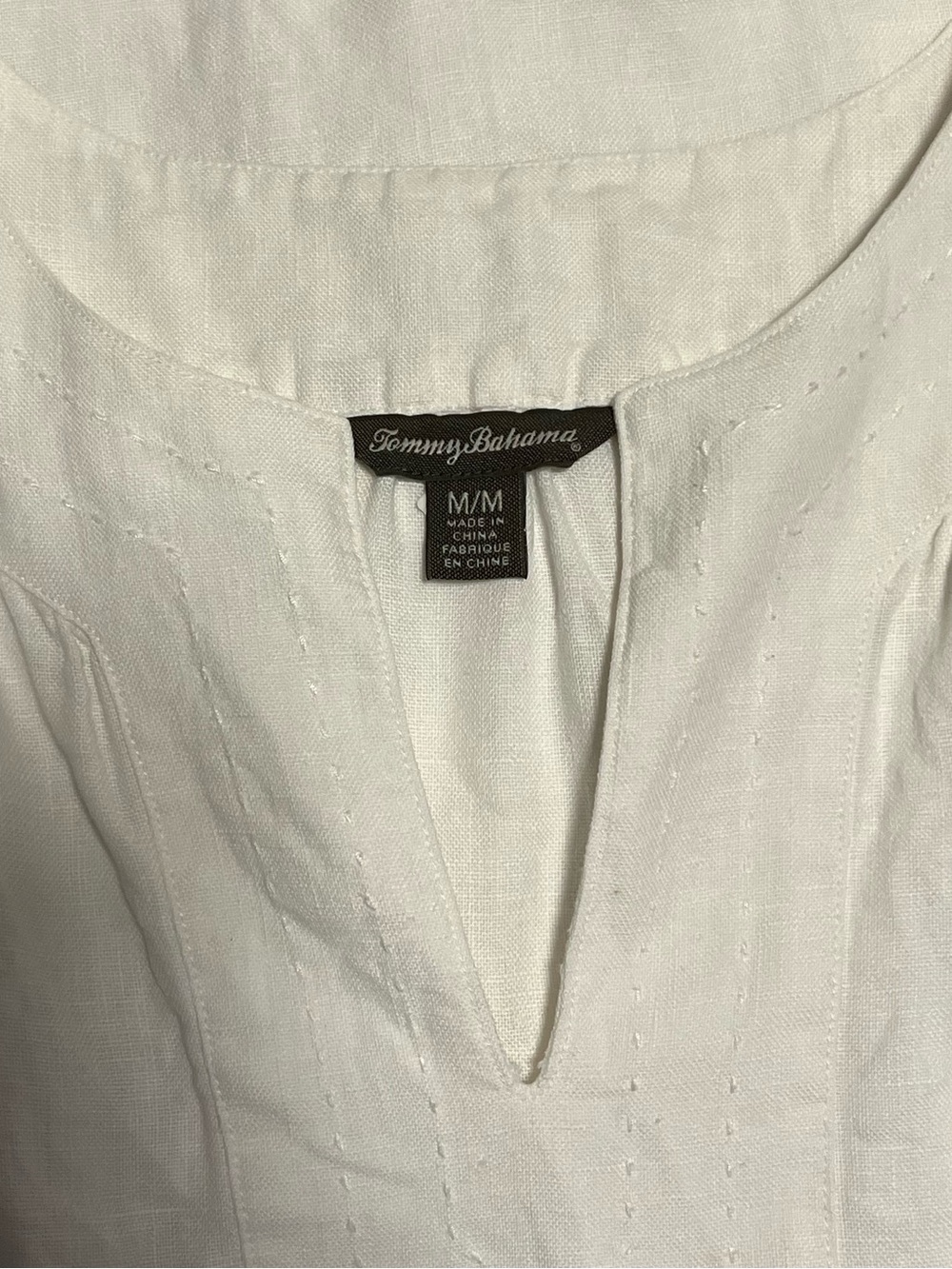 Tommy Bahama White Linen Sleeveless Fray Hem Ruffle V-Neck Dress Size Medium - Picture 2 of 5
